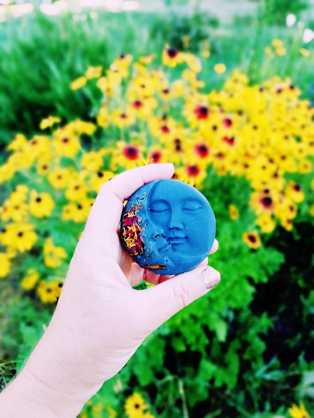 Handmade natural soap with oils, activated charcoal and lavandin floral water